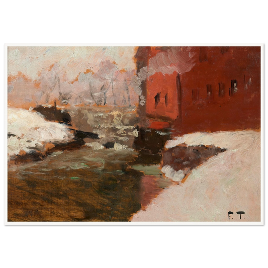 Den røde Fabrik (l’usine rouge) Art Print | Frits Thaulow - Framed Poster - 30x40 cm / 12x16″ - Black frame