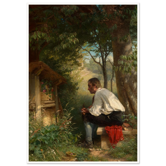 Der Bienenfreund (1863) Art Print | Hans Thoma - Framed Poster - 30x40 cm / 12x16″ - Black frame
