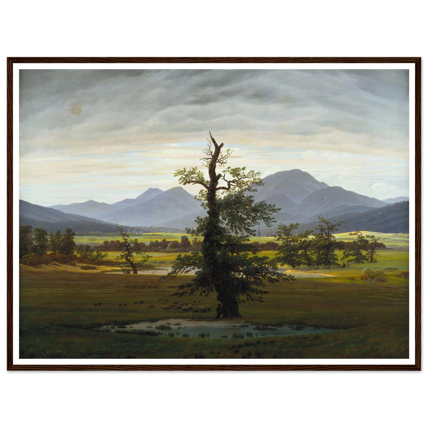 Der einsame Baum Art Print | Caspar David Friedrich - Framed Poster - 30x40 cm / 12x16″ - Black frame