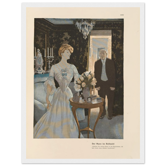 Der Mann im Rollstuhl (1908) Art Print | Ferdinand Freiherr von Reznicek - Framed Poster - 30x40 cm / 12x16″ - Black frame