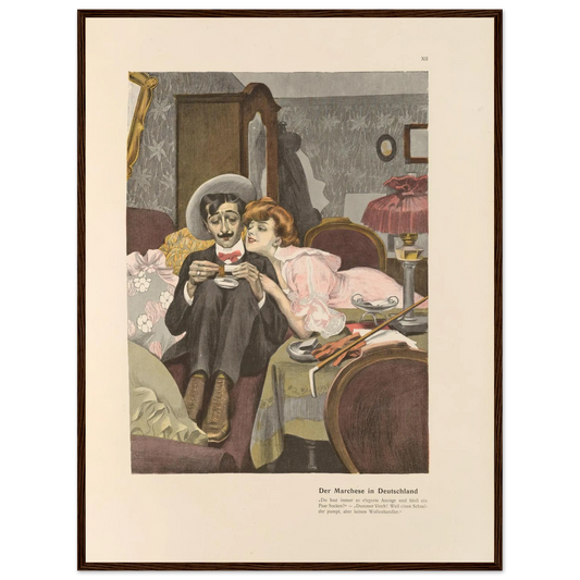 Der Marchese in Deutschland (1908) Art Print | Ferdinand Freiherr von Reznicek - Framed Poster - 30x40 cm / 12x16″ - Black frame