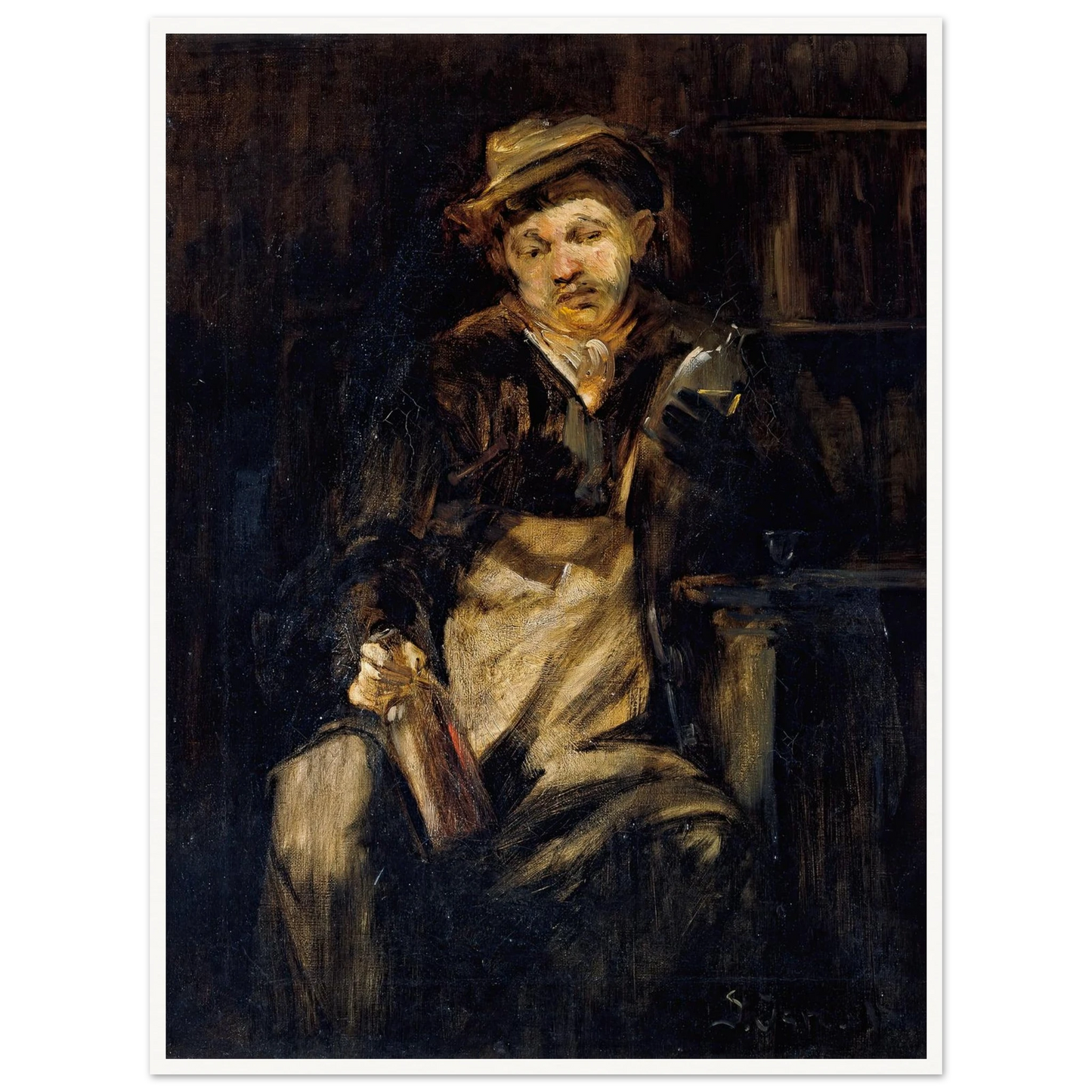 Der Trinker Art Print | Jozef Israels - Framed Poster - 30x40 cm / 12x16″ - Black frame
