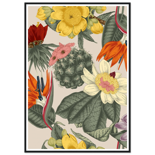 Desert Bird's Fancy Art Print | William Morris Inspired - Framed Poster - 30x30 cm / 12x12″ - Black frame