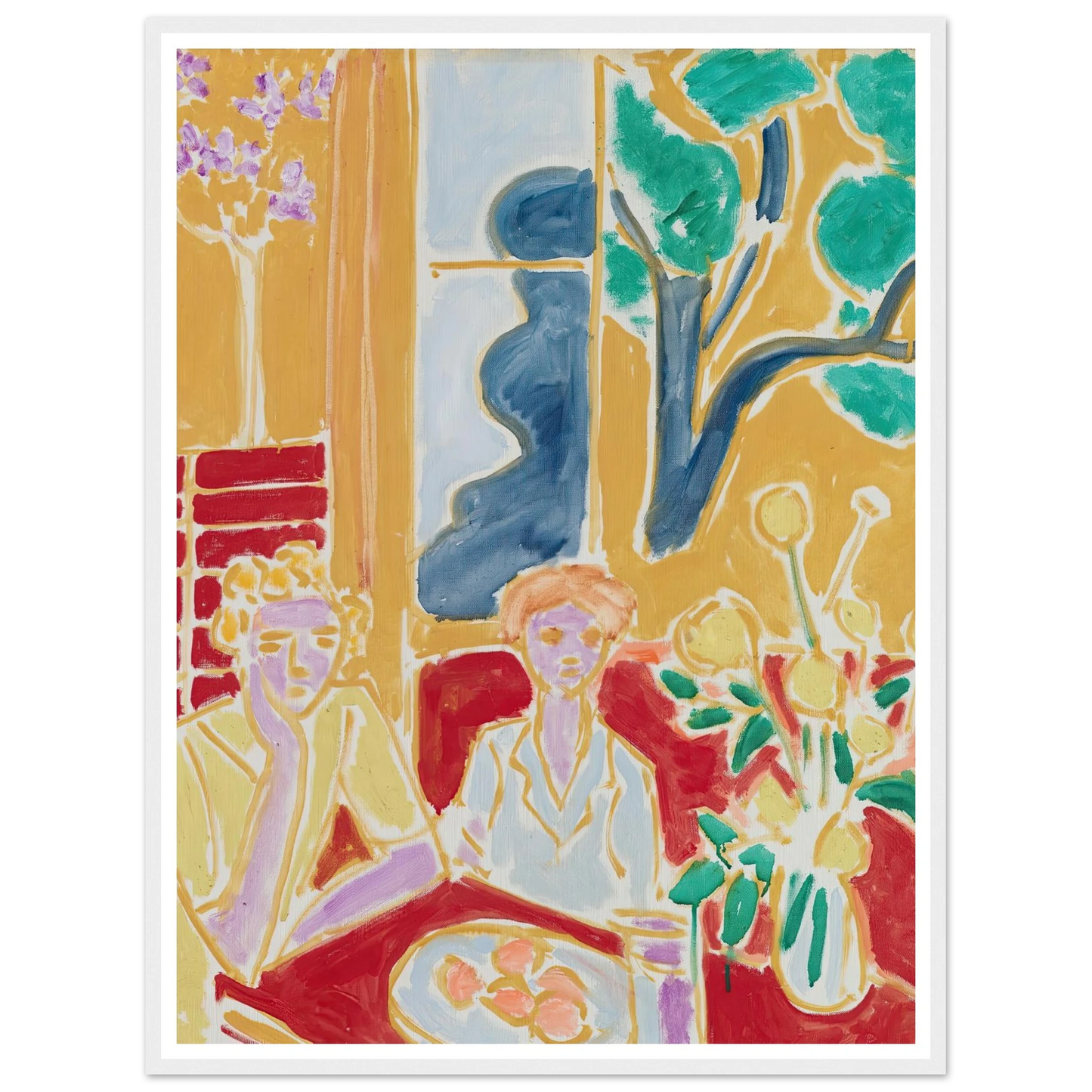 Deux Fillettes, fond jaune et rouge (1947) Art Print | Henri Matisse - Framed Poster - 30x40 cm / 12x16″ - Black frame