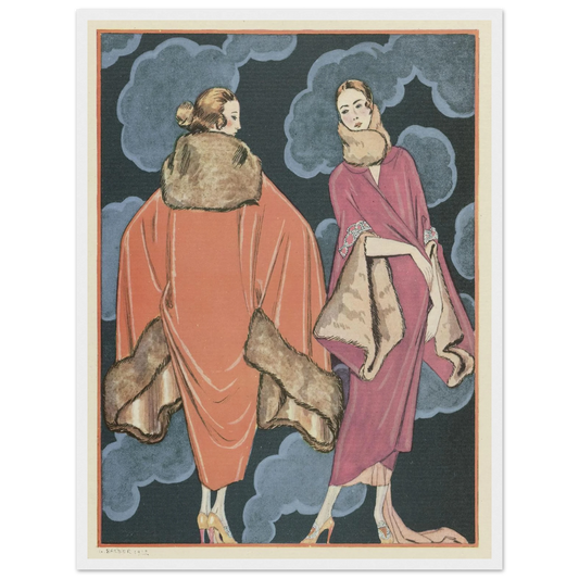 Deux heures du matin; Manteaux, de Worth (1923) Art Print | George Barbier - Framed Poster - 30x40 cm / 12x16″ - Black frame