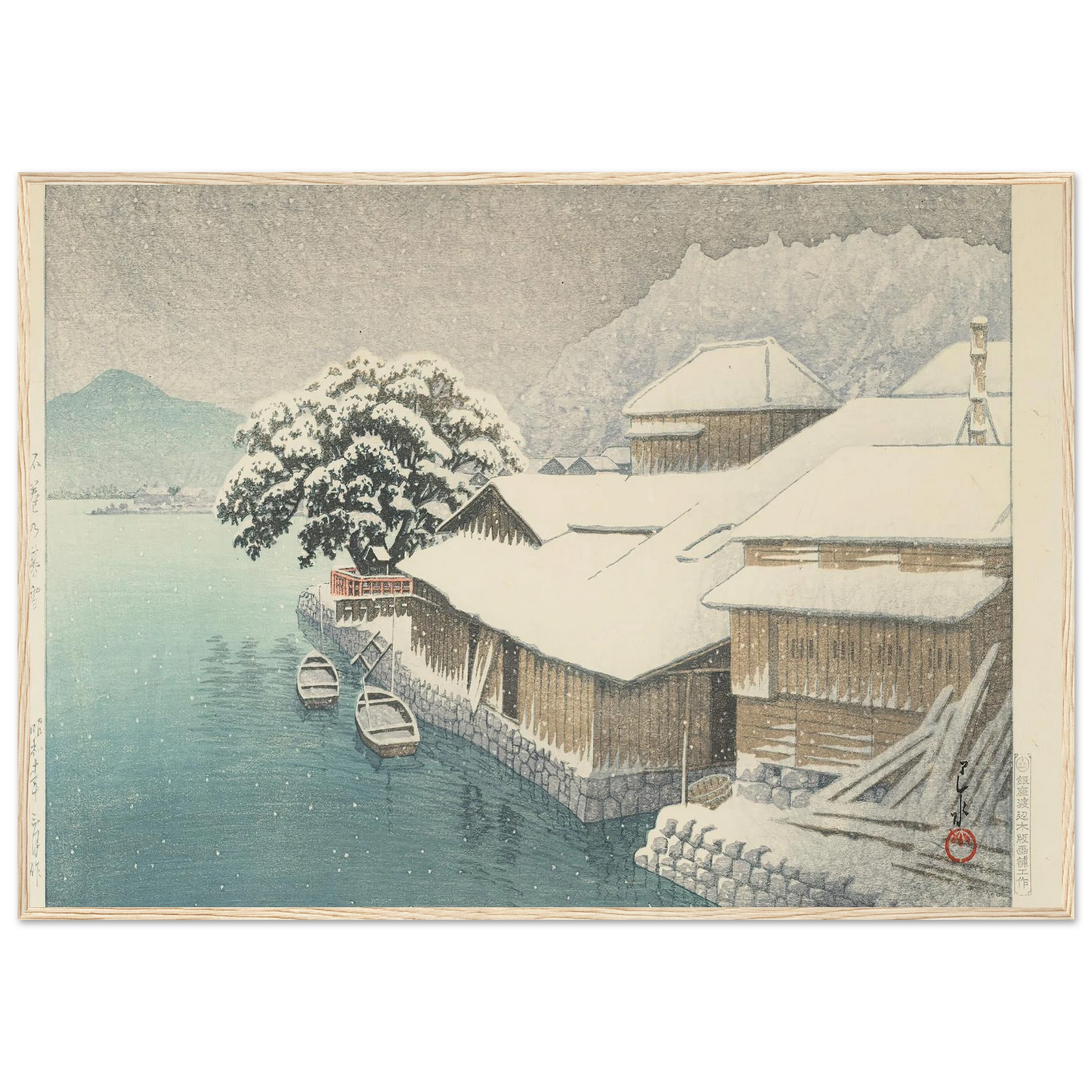 Ishinomaki no bosetsu (Evening Snow at Ishinomaki) (1935) Art Print | Kawase Hasui-Quipham Collections