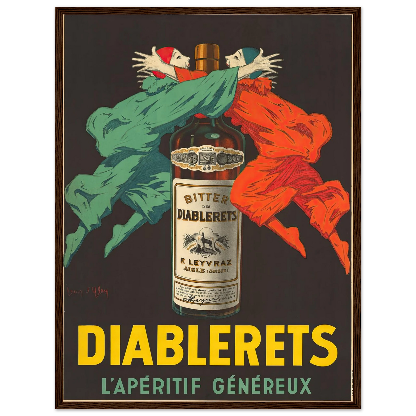 Diablerets – L’Apéritif Généreux (circa 1920) Art Print | Jean Dylen - Framed Poster - 30x40 cm / 12x16″ - Black frame