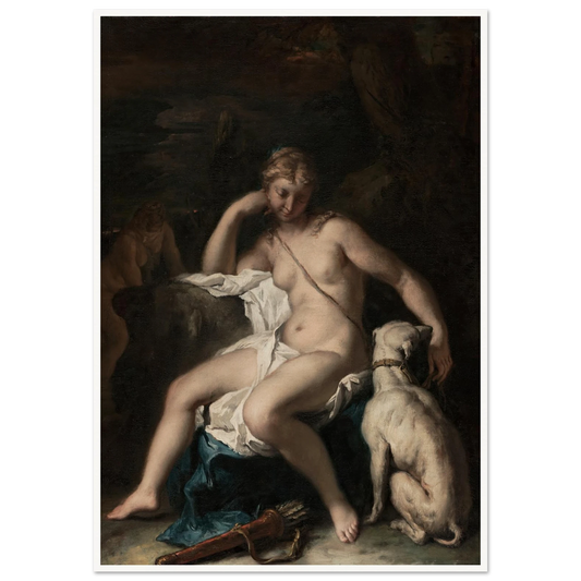 Diana and Her Dog (1717–1720) Art Print | Sebastiano Ricci - Framed Poster - 30x40 cm / 12x16″ - Black frame