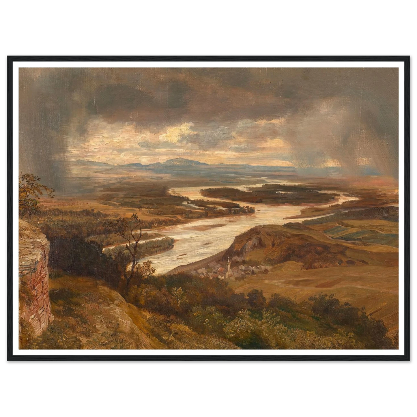 Die Donauauen bei Wien (ca. 1870) Art Print | Josef Hoffmann - Framed Poster - 30x40 cm / 12x16″ - Black frame