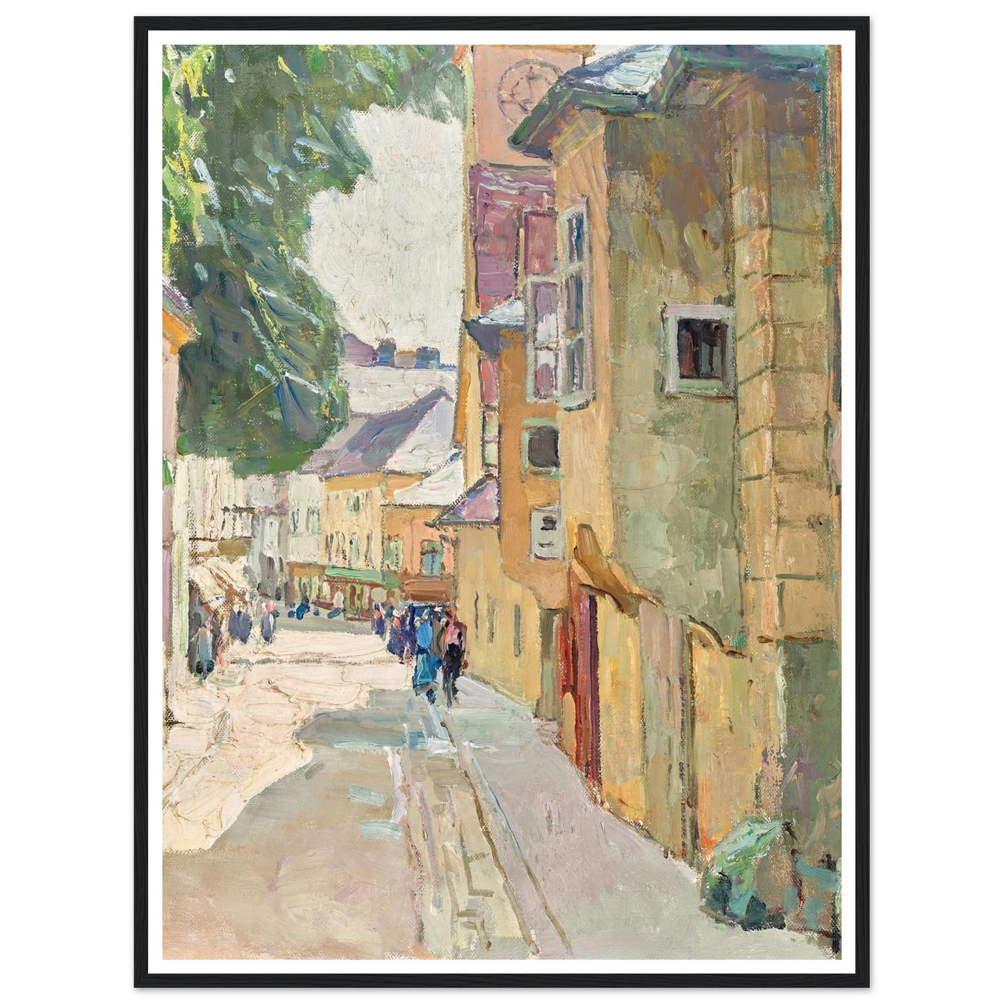 Die Dr. Seipel-Straße in Mödling (1942) Art Print | Carl Moll - Framed Poster - 30x40 cm / 12x16″ - Black frame