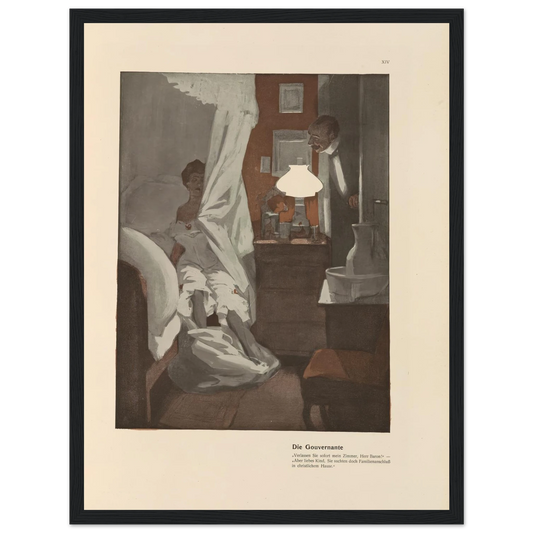 Die Gouvernante (1908) Art Print | Ferdinand Freiherr von Reznicek - Framed Poster - 30x40 cm / 12x16″ - Black frame