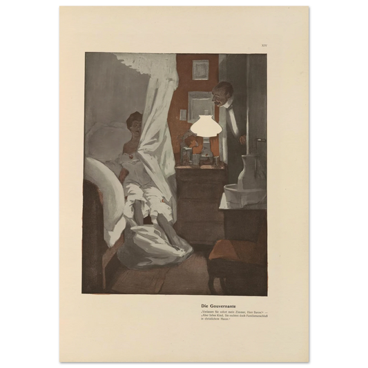 Die Gouvernante (1908) Art Print | Ferdinand Freiherr von Reznicek - Framed Poster - 30x40 cm / 12x16″ - Black frame
