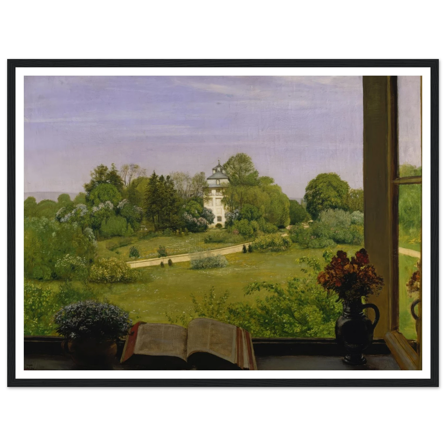 ‘Die Öd’ Blick auf den Holzhausenpark (1883) Art Print | Hans Thoma - Framed Poster - 30x40 cm / 12x16″ - Black frame