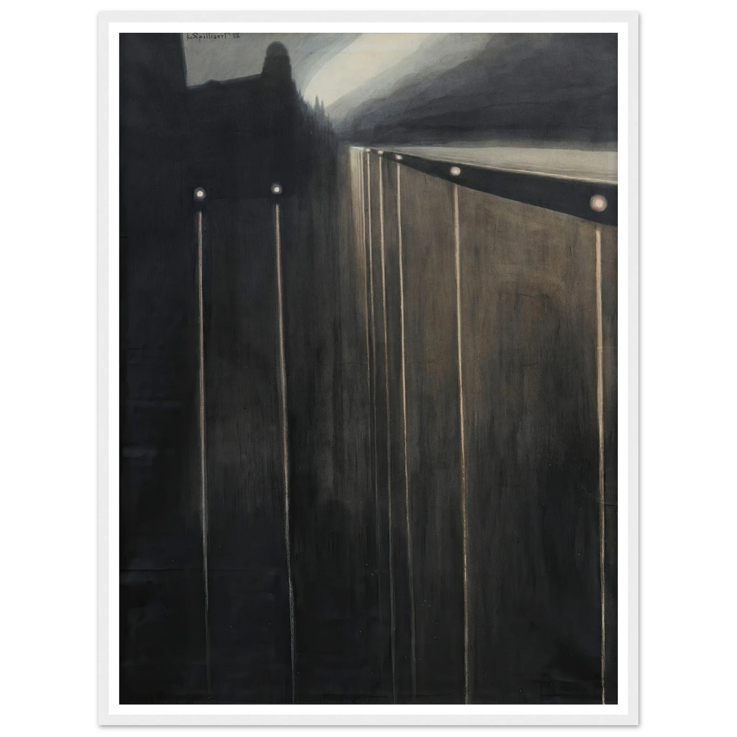 Digue D’ostende Aux Réverbères (1908) Art Print | Leon Spilliaert - Framed Poster - 30x40 cm / 12x16″ - Black frame