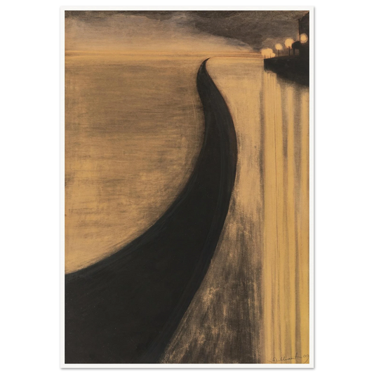 Digue et lumières d’Ostende (1909) Art Print | Leon Spilliaert - Framed Poster - 30x40 cm / 12x16″ - Black frame