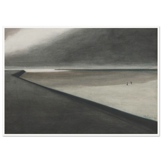 Digue et plage (1907) Art Print | Leon Spilliaert - Framed Poster - 30x40 cm / 12x16″ - Black frame