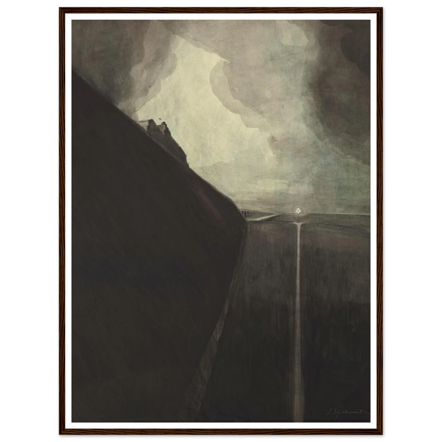 Digue et plage, Chalet Royal et galeries d’Ostende (1908) Art Print | Leon Spilliaert - Framed Poster - 30x40 cm / 12x16″ - Black frame