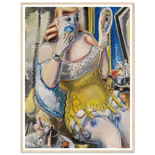 Dirne, sich pudernd, in gelbem Korsett (1938) Art Print | Paul Kleinschmidt - Framed Poster - 30x40 cm / 12x16″ - Black frame