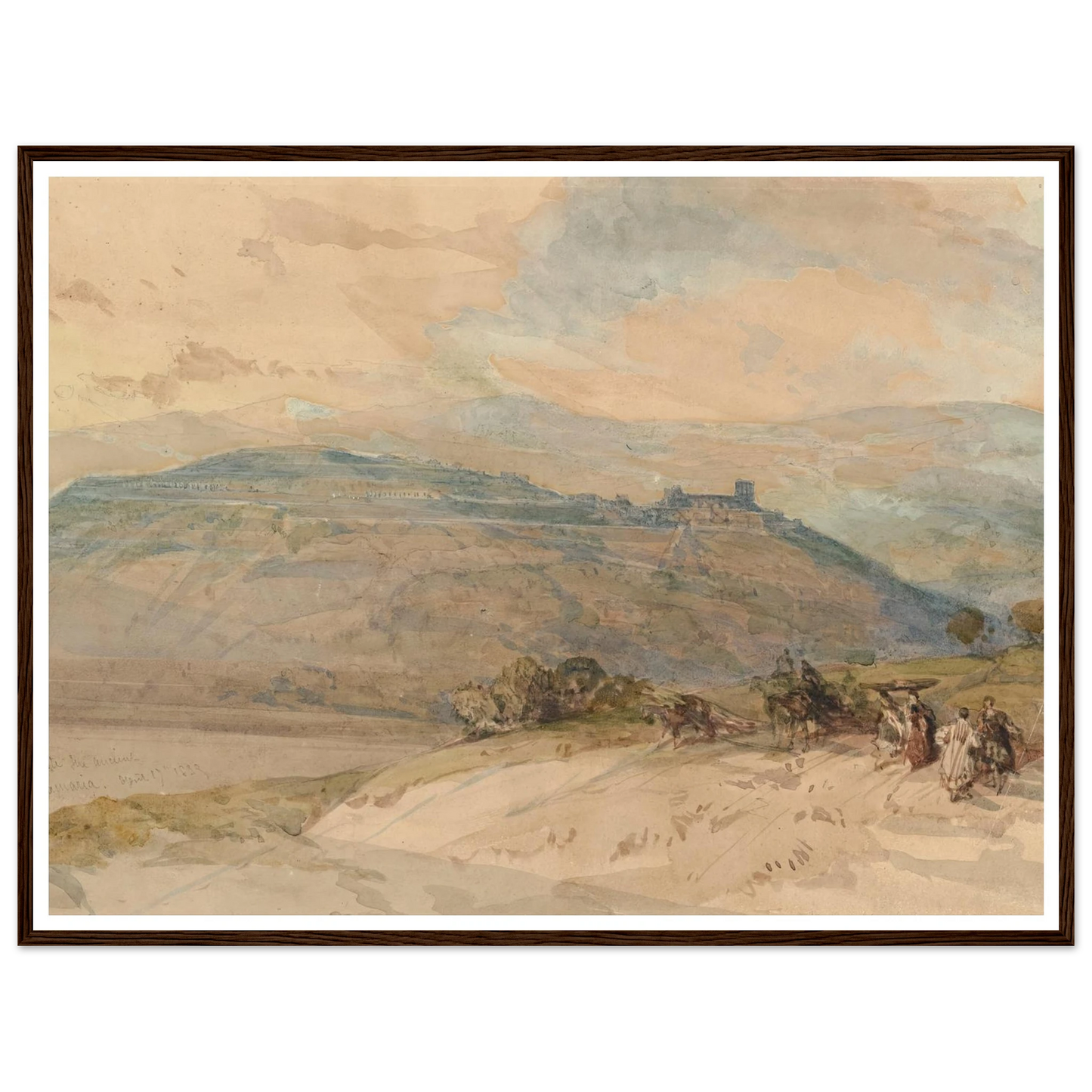 Distant view of Sebaste, Ancient Samaria (1839) Art Print | David Roberts - Framed Poster - 30x40 cm / 12x16″ - Black frame