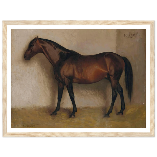 Dollar, a Bay Hunter in a loose Box Art Print | Jean Leon Gerome - Framed Poster - 30x40 cm / 12x16″ - Black frame