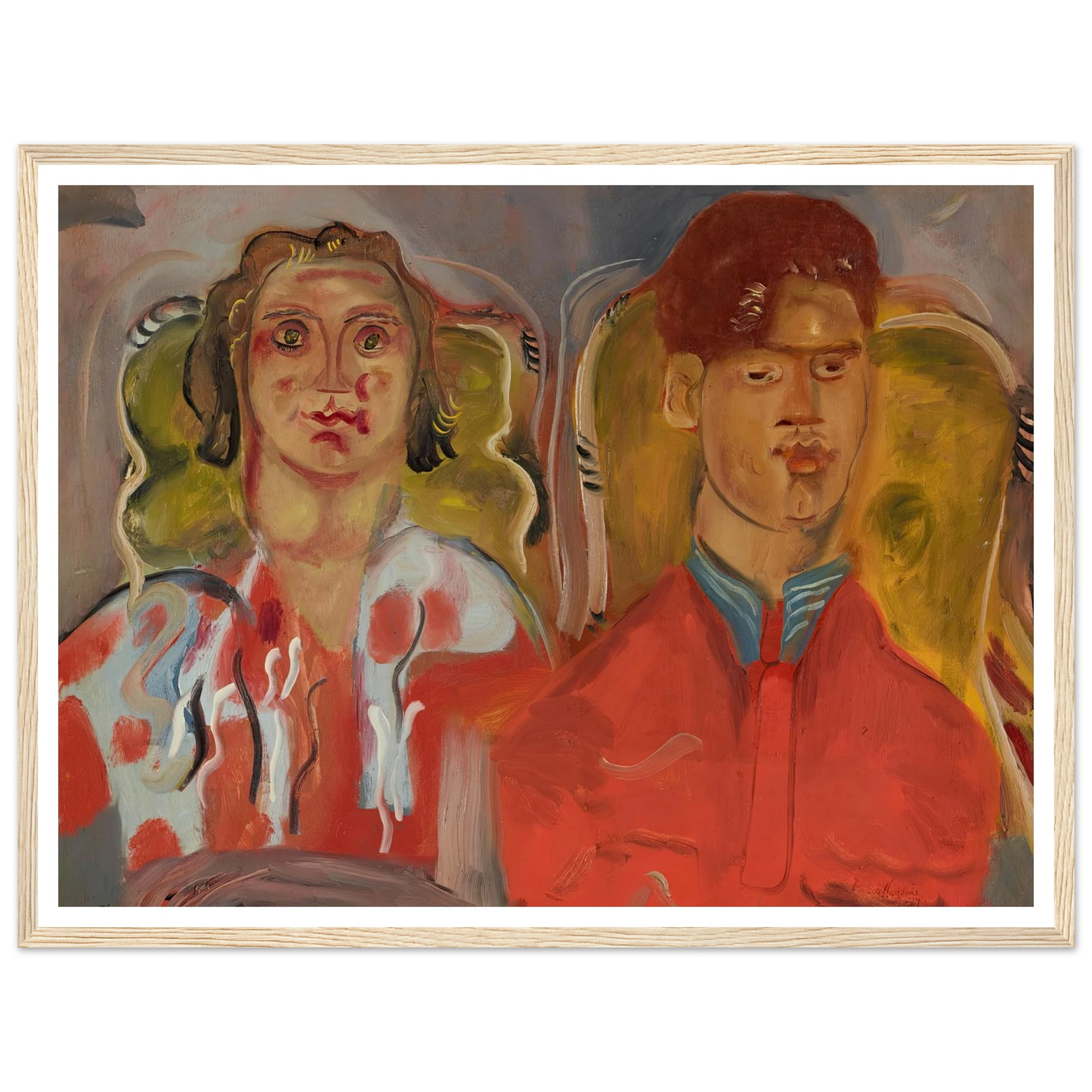 Double portrait No. 2 (Katharine and Anthony West) (1937) Art Print | Frances Hodgkins - Framed Poster - 30x40 cm / 12x16″ - Black frame