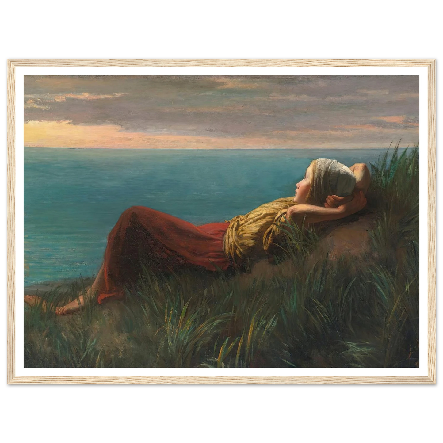 Dreams (Dolce Far Niente) Art Print | Jozef Israels - Framed Poster - 30x40 cm / 12x16″ - Black frame