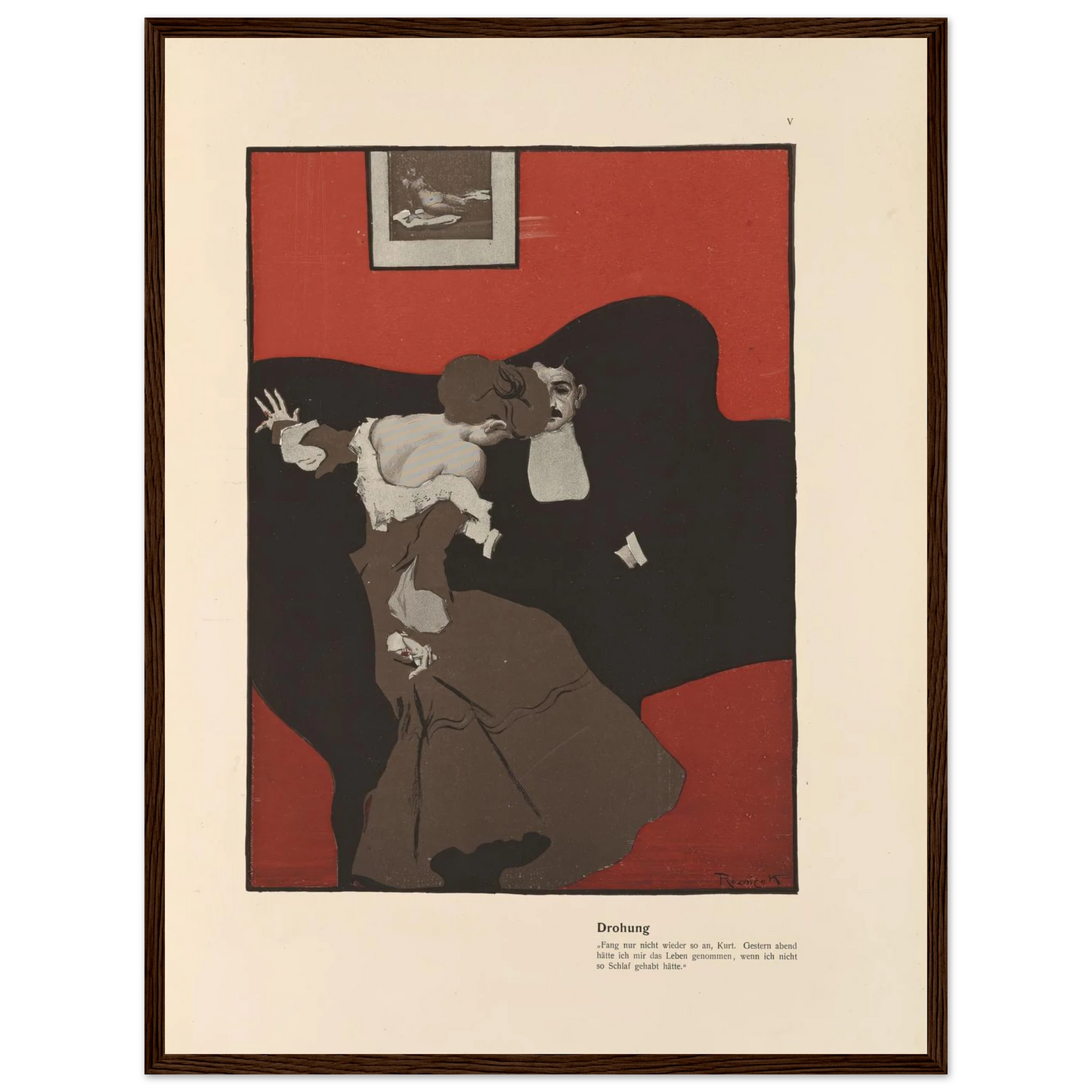 Drohung (1908) Art Print | Ferdinand Freiherr von Reznicek - Framed Poster - 30x40 cm / 12x16″ - Black frame