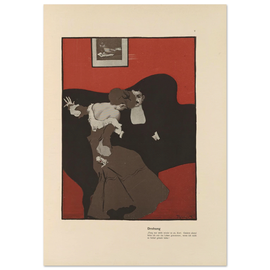 Drohung (1908) Art Print | Ferdinand Freiherr von Reznicek - Framed Poster - 30x40 cm / 12x16″ - Black frame