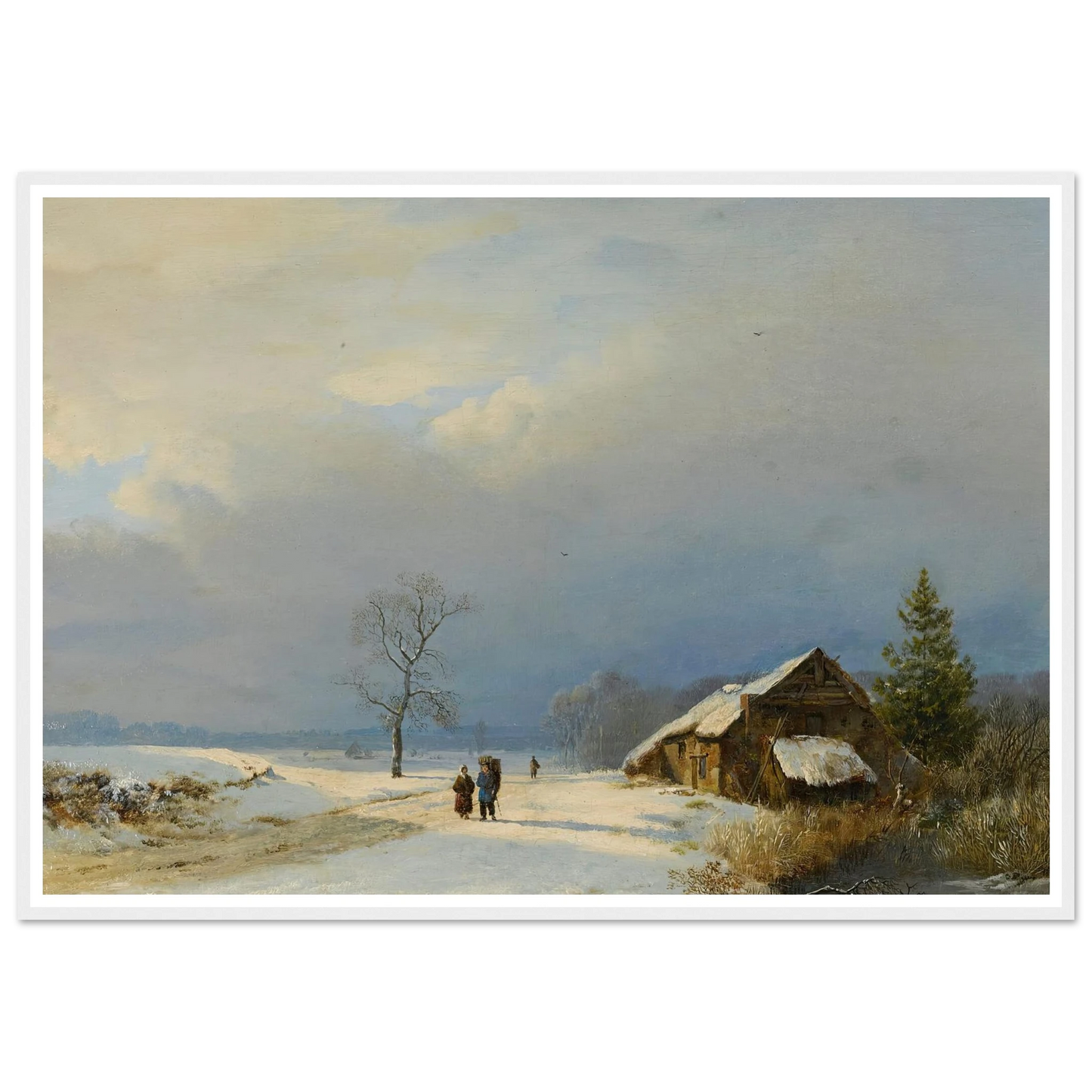 Dutch winter in the Gooi (1828) Art Print | Barend Cornelis Koekkoek - Framed Poster - 30x40 cm / 12x16″ - Black frame