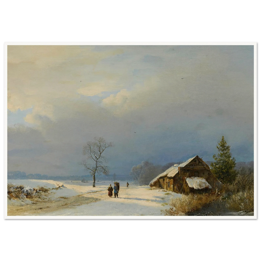 Dutch winter in the Gooi (1828) Art Print | Barend Cornelis Koekkoek - Framed Poster - 30x40 cm / 12x16″ - Black frame