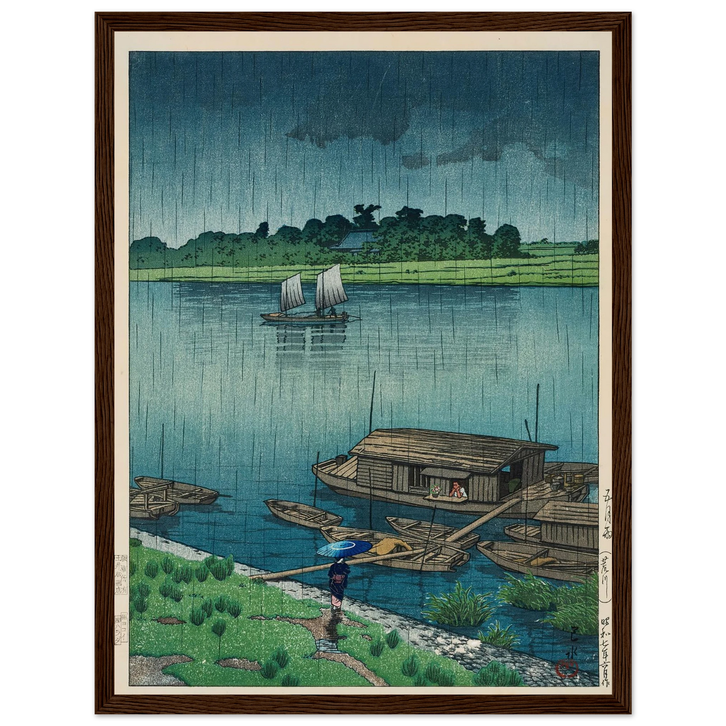 Samidare (Arakawa) (Early summer rain at Arakawa) (1932) Art Print | Kawase Hasui-Quipham Collections