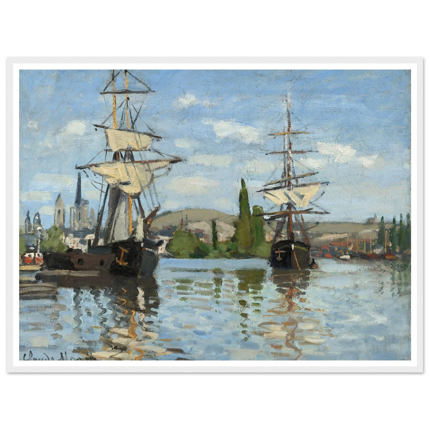 Ships Riding on the Seine at Rouen (1872-1873) Art Print | Claude Monet-Quipham Collections