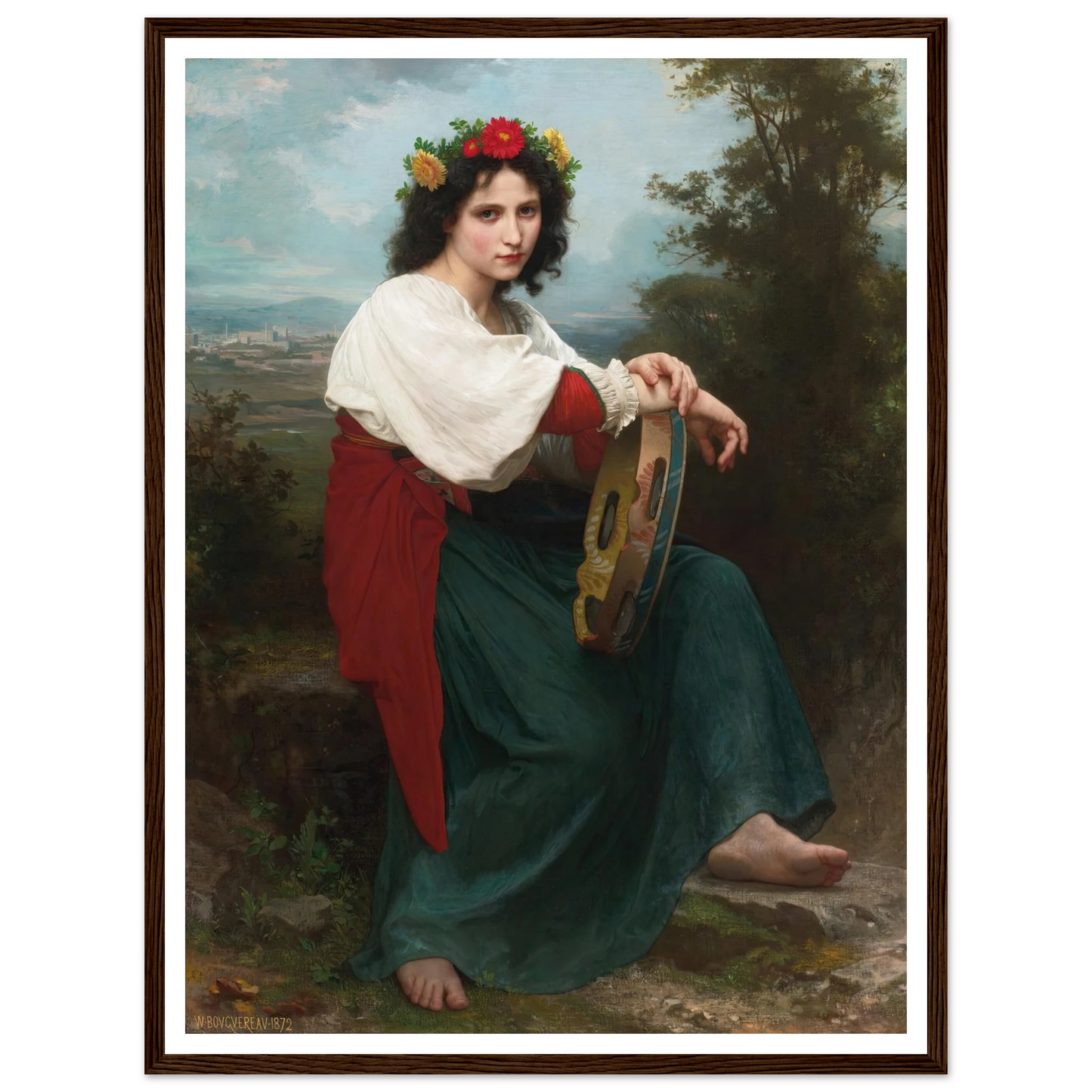 L’Italienne au Tambour de Basque (1872) Art Print | William Bouguereau-Quipham Collections