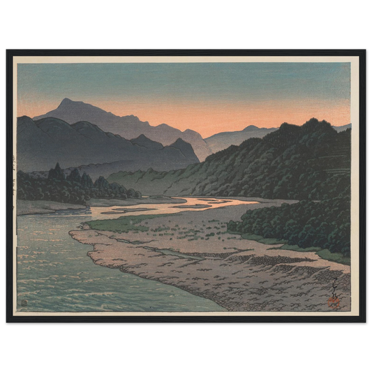 Chichibu Minano no yu (Evening at Minano, Chichibu) (1946) Art Print | Kawase Hasui - Framed Poster - 30x40 cm / 12x16″ - Black frame