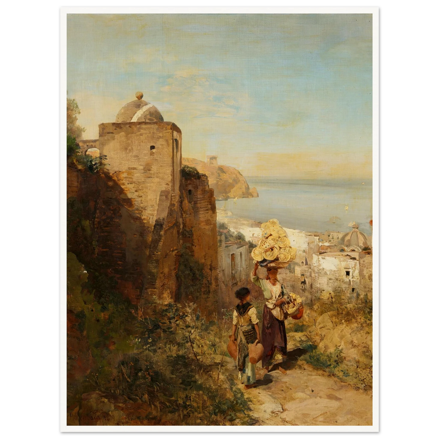 Küstenlandschaft bei Neapel (1879) Art Print | Oswald Achenbach-Quipham Collections