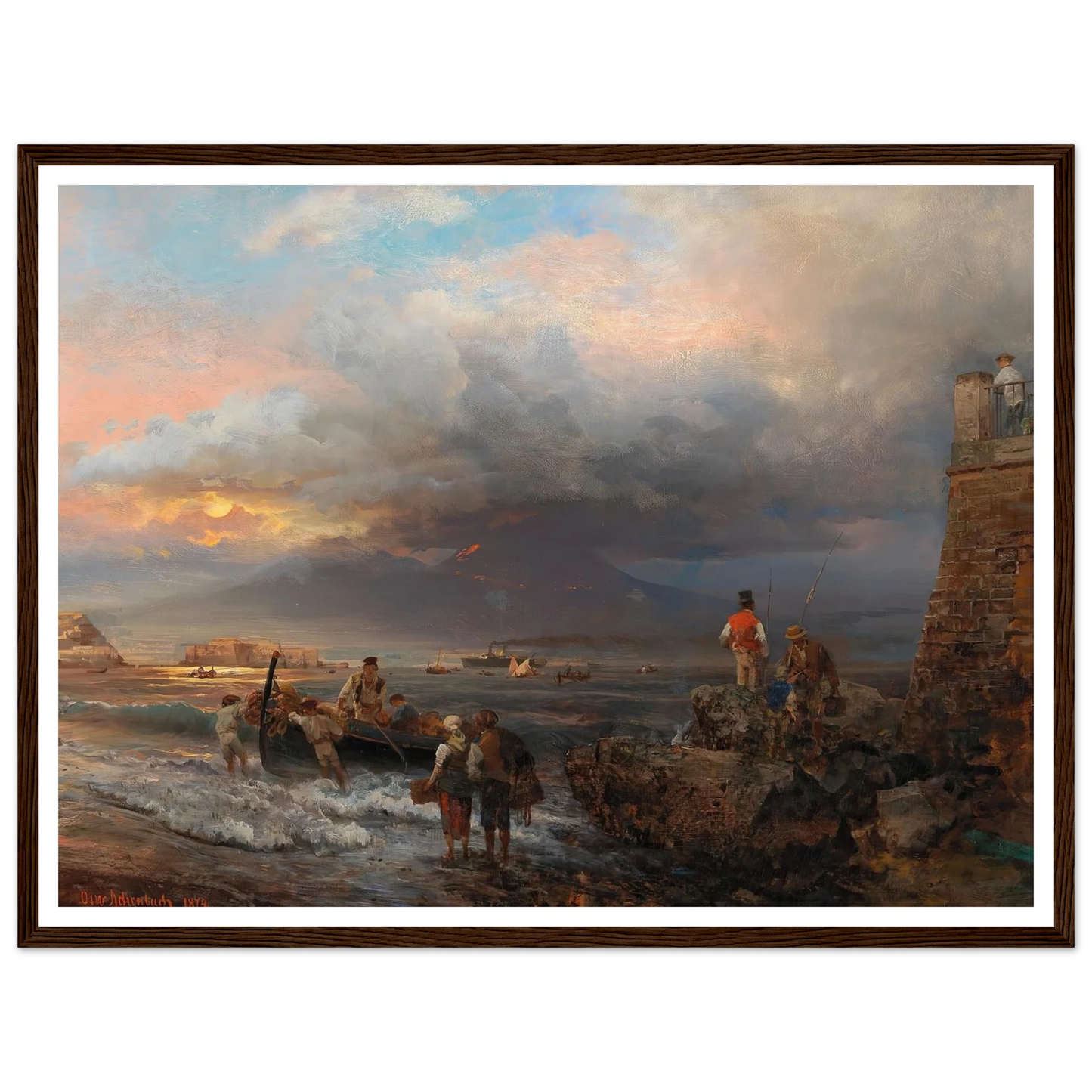 The Bay of Naples with Vesuvius in the background Art Print | Oswald Achenbach-Quipham Collections