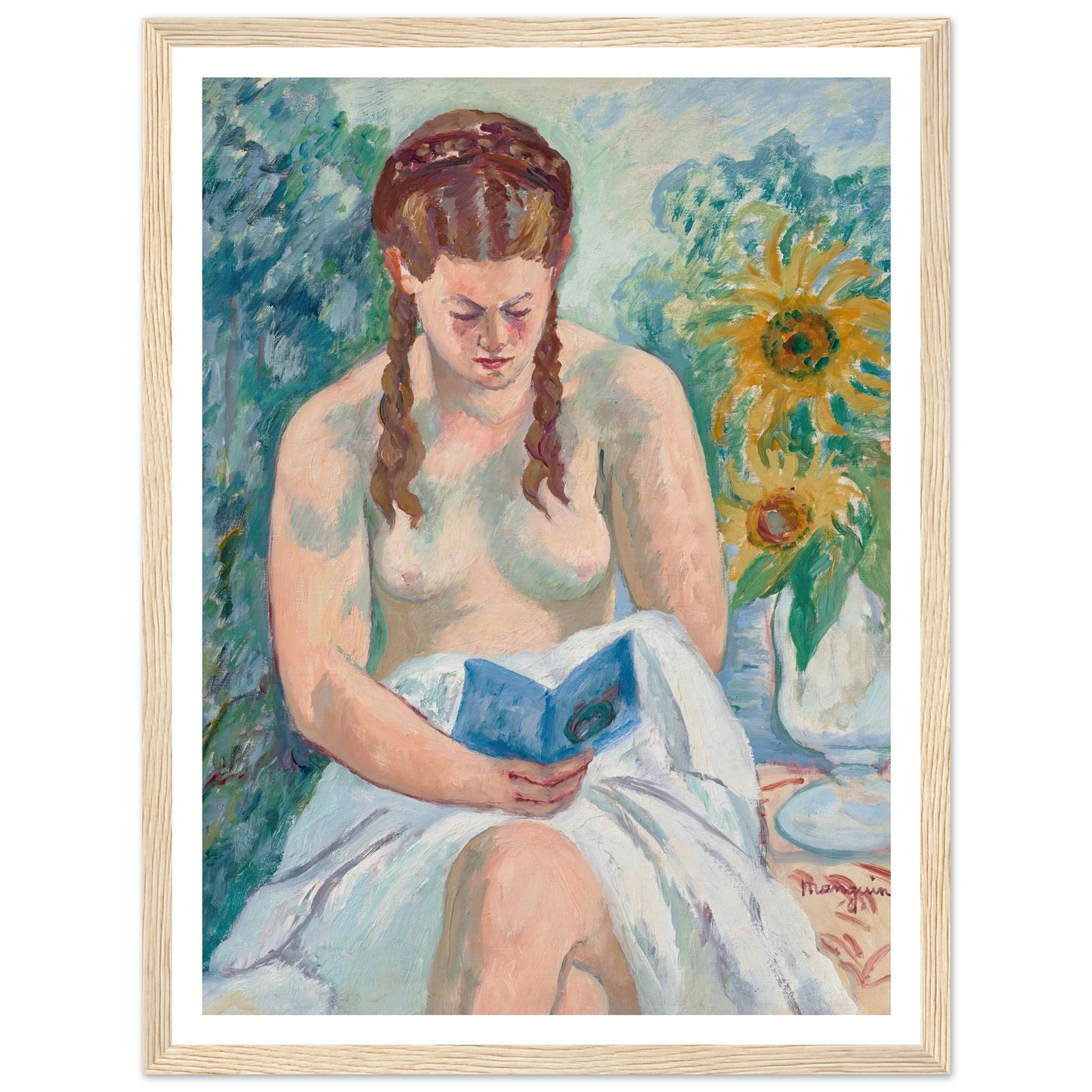 Geneviève Sauty nue lisant (1945) Art Print | Henri Manguin-Quipham Collections