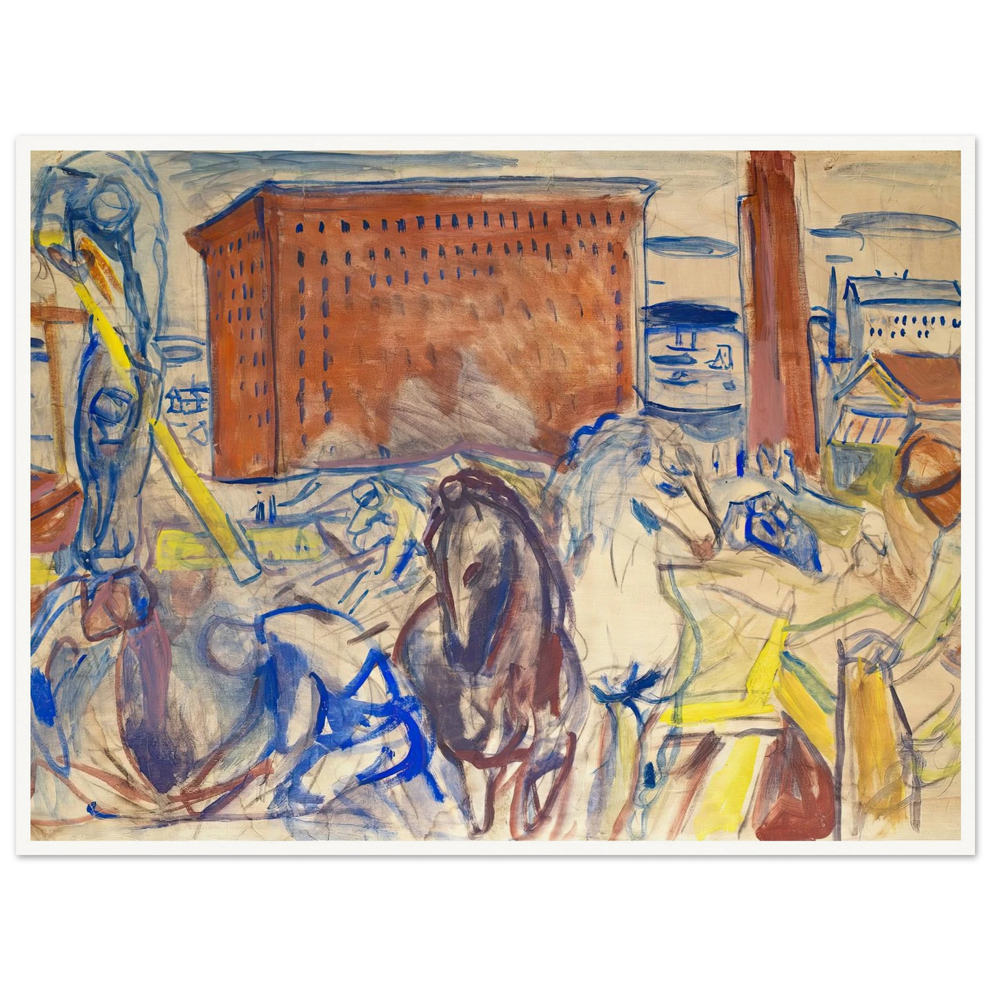 Horse Team on a Building Site (1928–1929) Art Print | Edvard Munch-Quipham Collections