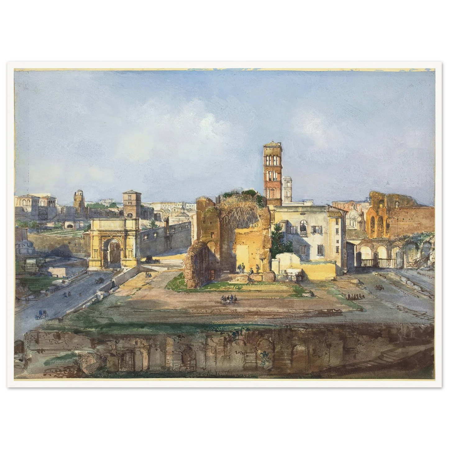 The Arch of Titus and the Temple of Venus and Rome near the Roman Forum Art Print | Ippolito Caffi-Quipham Collections
