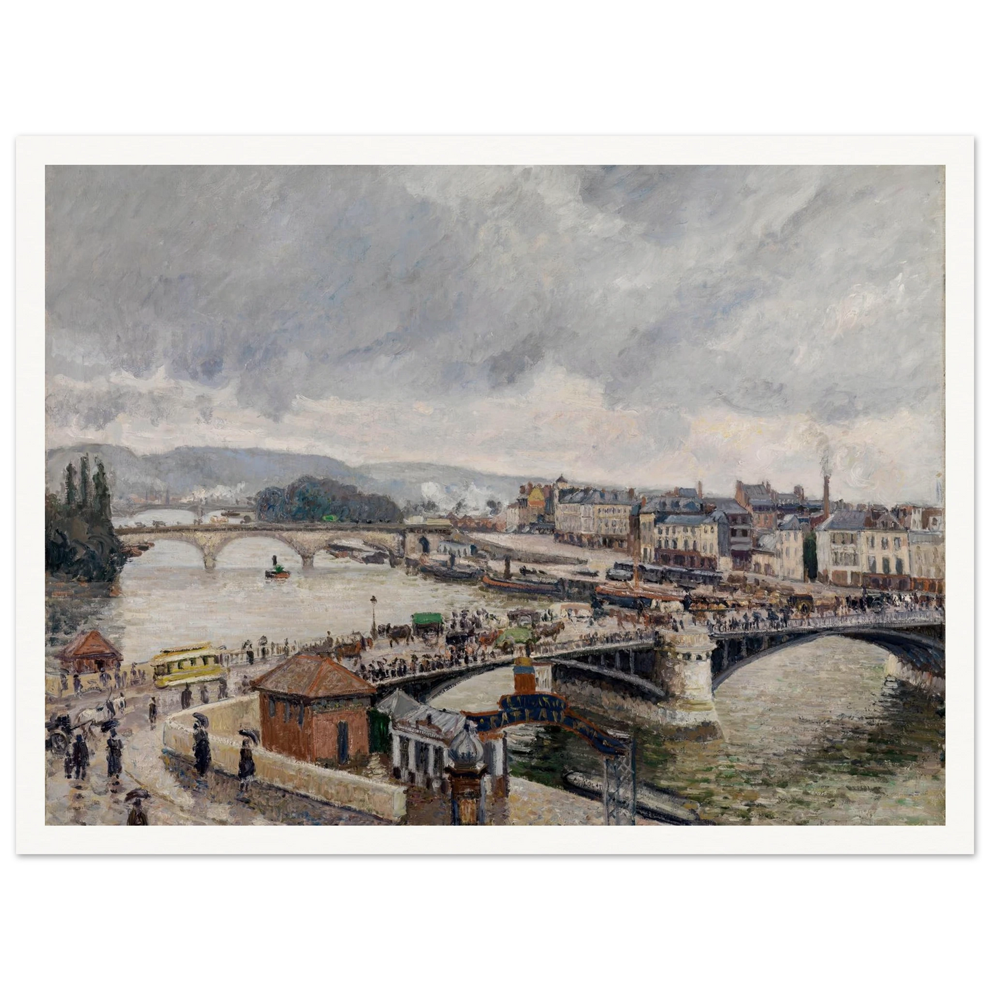 Blick auf die Grosse Brücke zu Rouen bei Regenstimmung (1896) Art Print | Camille Pissarro-Quipham Collections