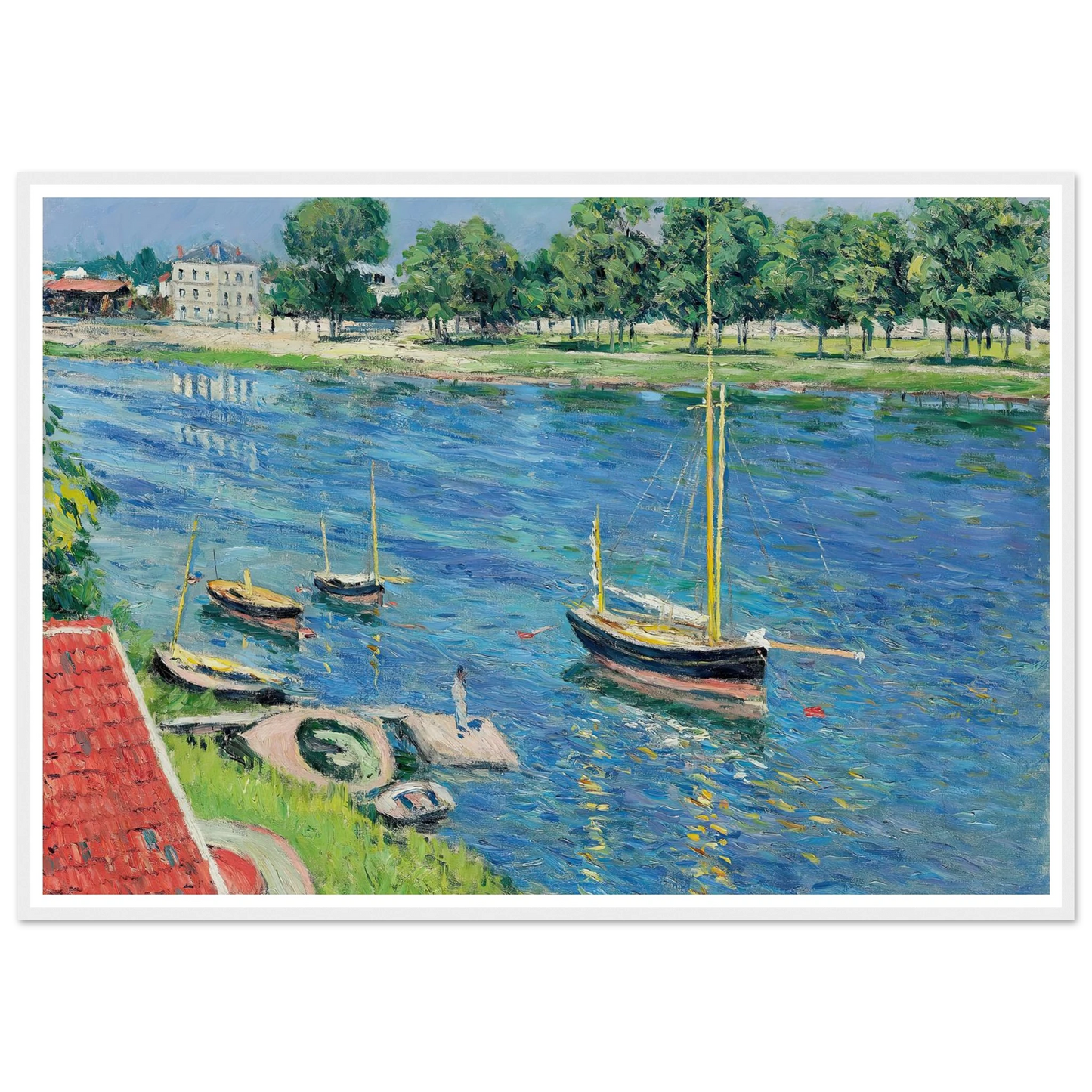 La Seine à Argenteuil, bateaux au mouillage (1883) Art Print | Gustave Caillebotte-Quipham Collections