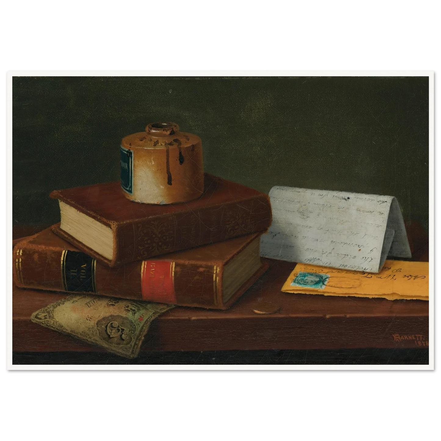Still Life With Letter To Mr. William Taggart, Esq. (1878) Art Print | William Michael Harnett-Quipham Collections