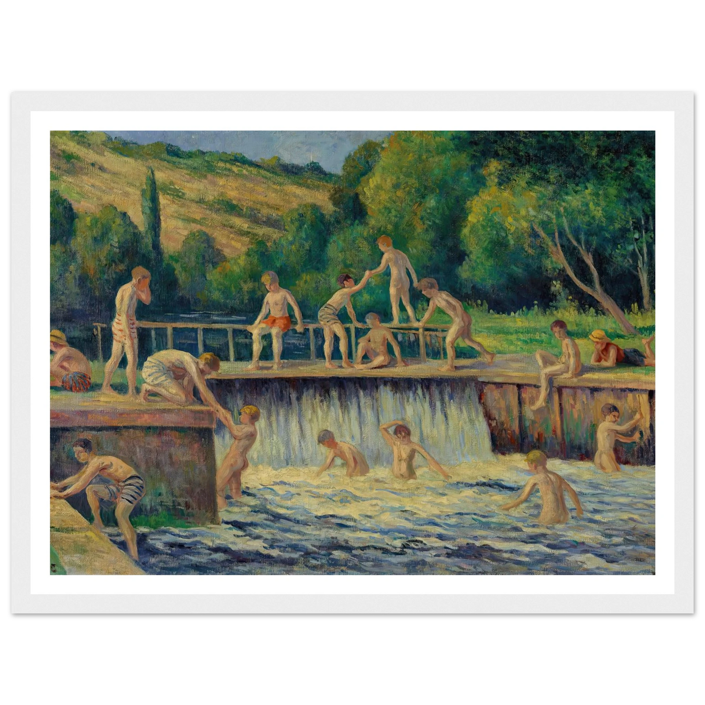 La baignade à Bessy-sur-Cure (circa 1908) Art Print | Maximilien Luce-Quipham Collections