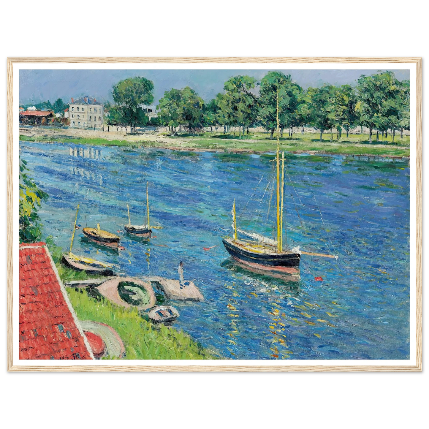 La Seine à Argenteuil, bateaux au mouillage (1883) Art Print | Gustave Caillebotte-Quipham Collections