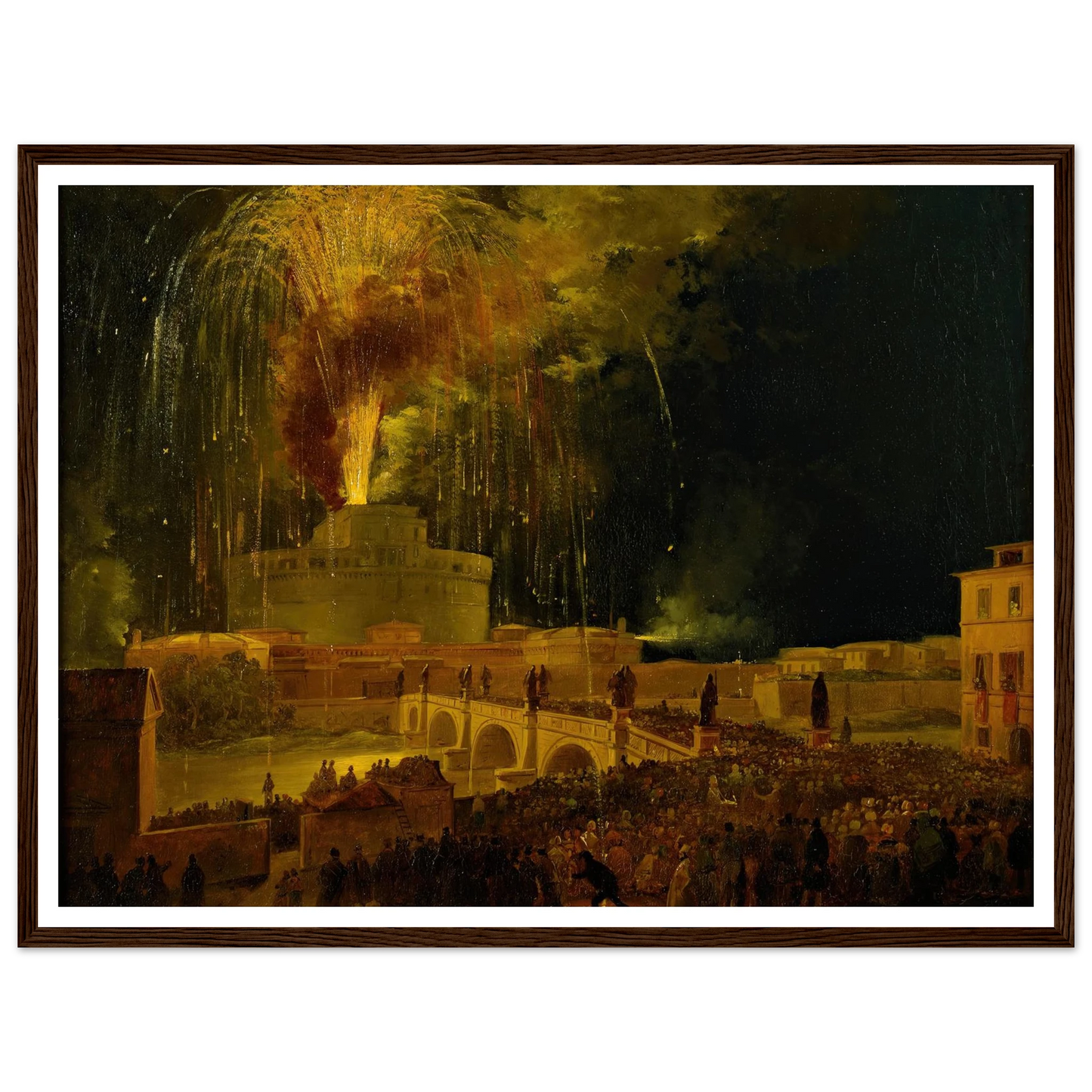 La Girandola Fireworks From Castel Sant’angelo In Rome (1830s) Art Print | Ippolito Caffi-Quipham Collections