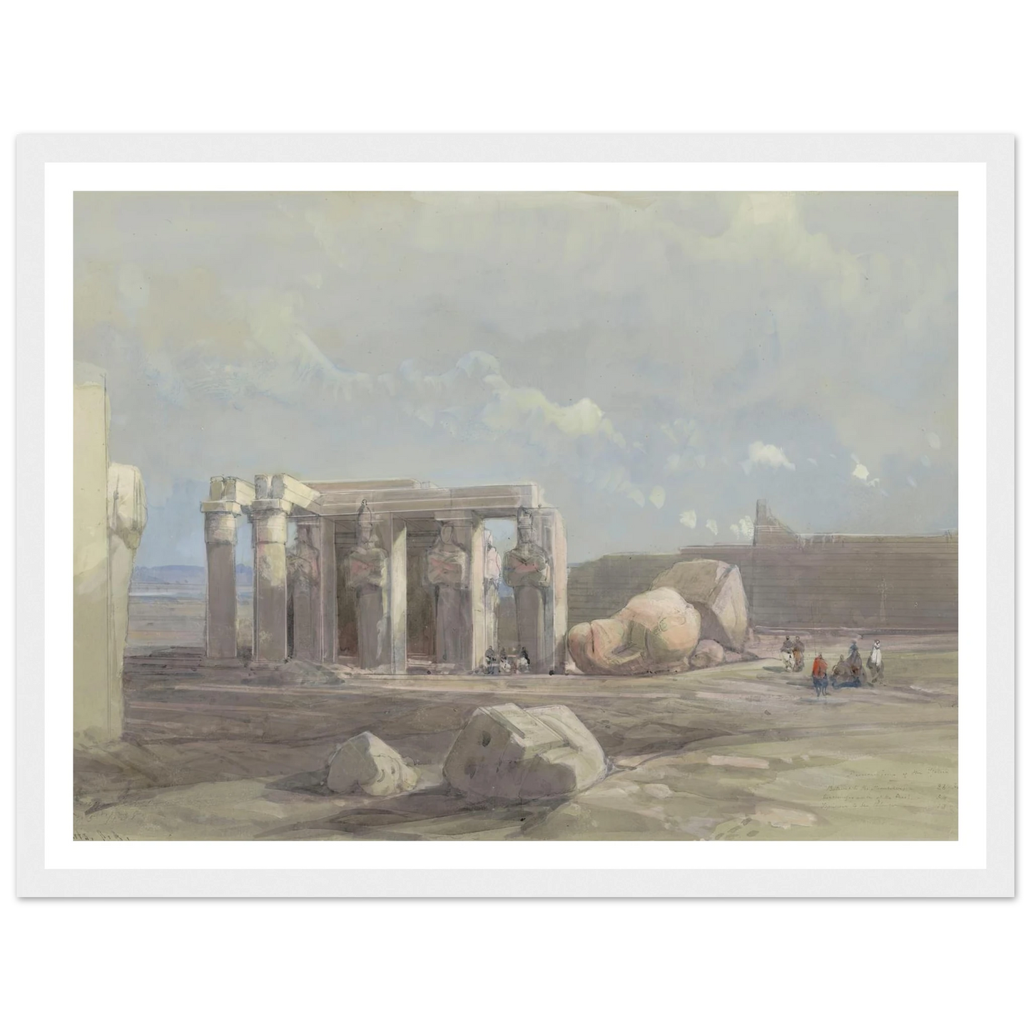 Fragments of a Colossal statue at the Memnonium, Thebes (1838) Art Print | David Roberts-Quipham Collections