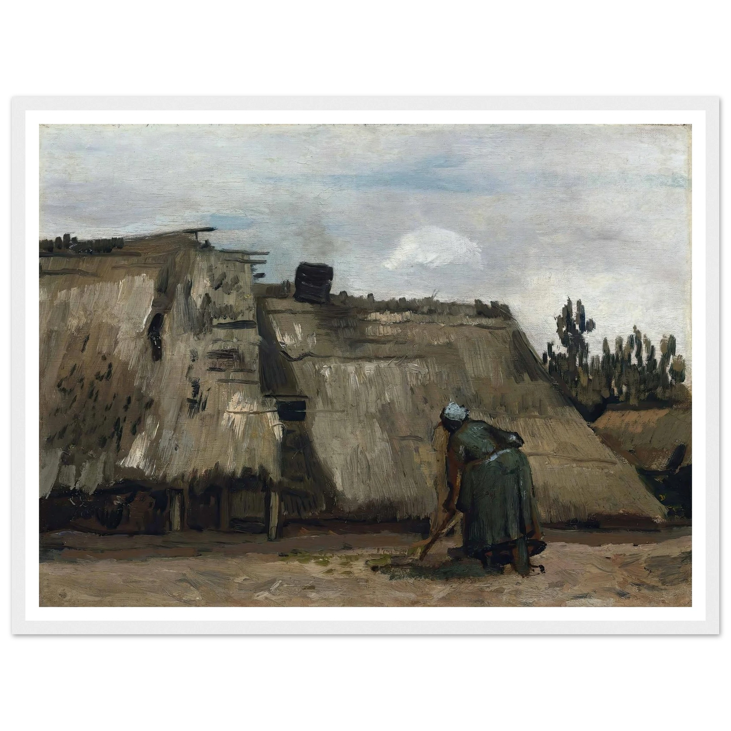A Peasant Woman Digging in Front of Her Cottage (c. 1885) Art Print | Vincent van Gogh-Quipham Collections