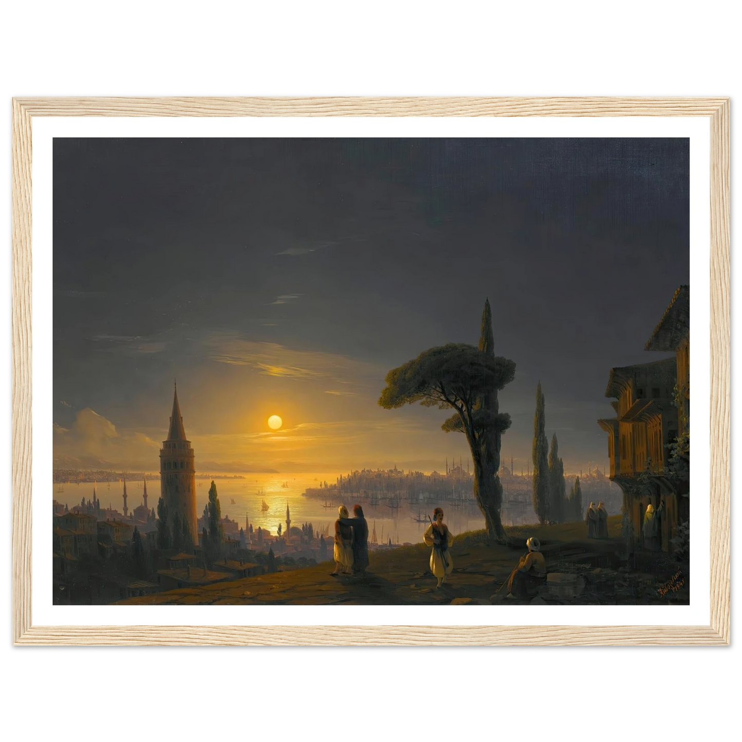 The Galata Tower By Moonlight ( 1845) Art Print | Ivan Konstantinovich Aivazovsky-Quipham Collections