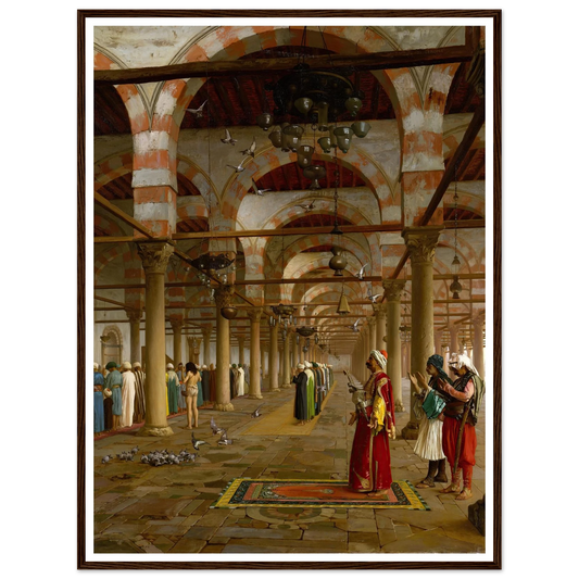 Prayer in the Mosque (1871) Art Print | Jean Leon Gerome - Framed Poster - 30x40 cm / 12x16″ - Black frame