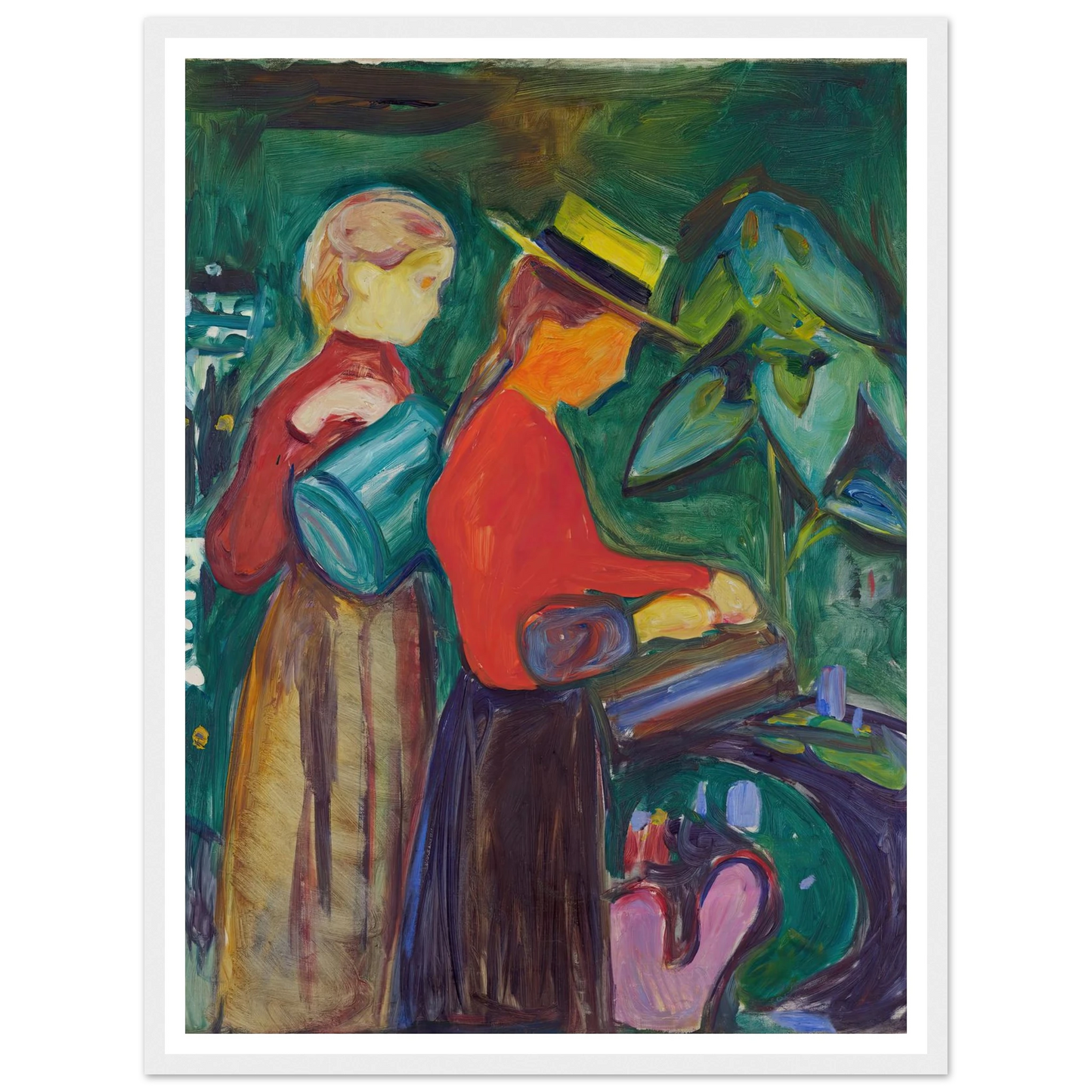 Girls watering Flowers (The Linde Frieze) (1904) Art Print | Edvard Munch-Quipham Collections